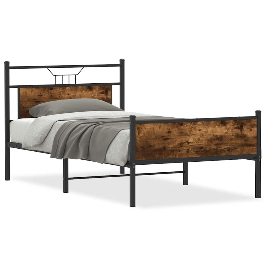 Bedframe zonder matras spaanplaat gerookt eikenkleurig