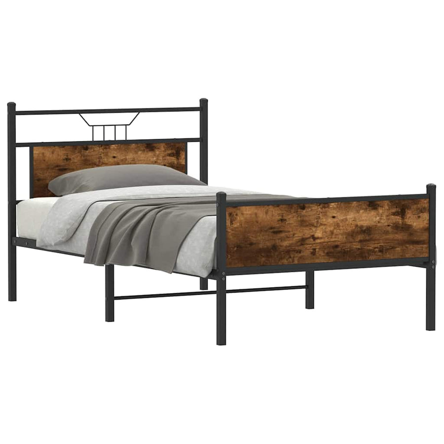 Bedframe zonder matras spaanplaat gerookt eikenkleurig