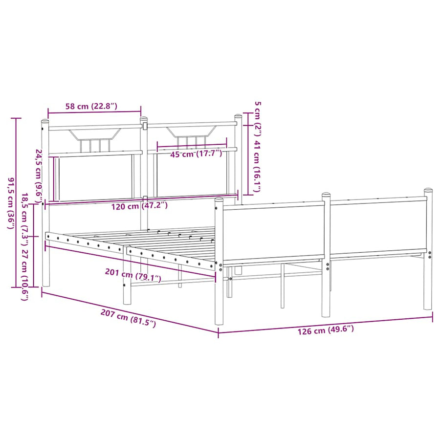 Bedframe zonder matras hout gerookt eikenkleurig 120x200 cm