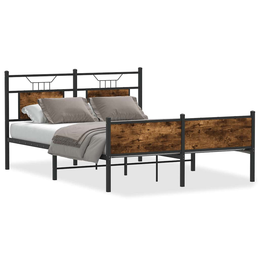Bedframe zonder matras hout gerookt eikenkleurig 137x190 cm