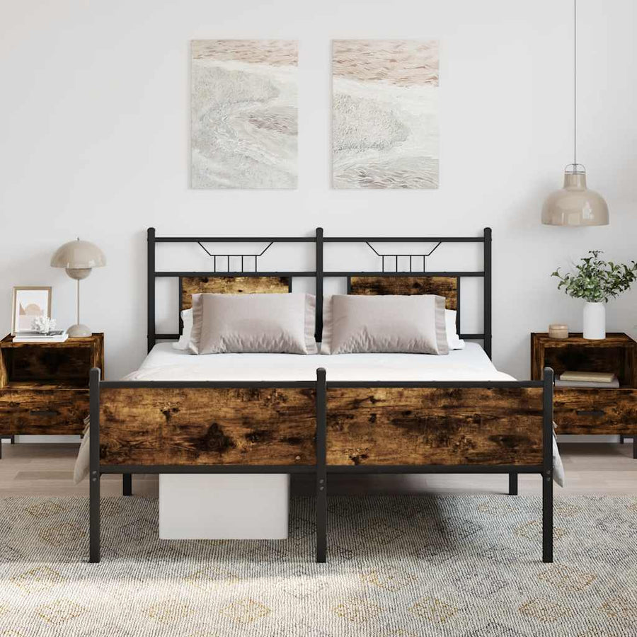 Bedframe zonder matras hout gerookt eikenkleurig 137x190 cm