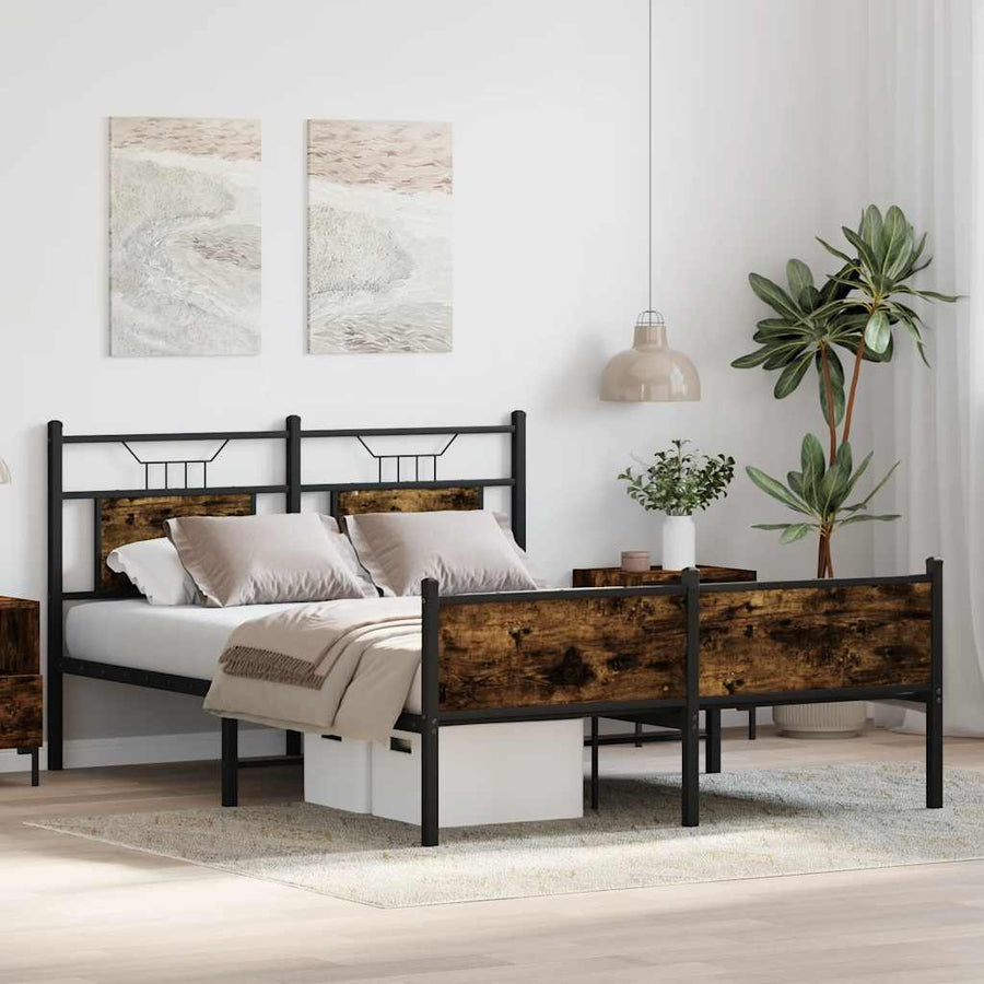Bedframe zonder matras hout gerookt eikenkleurig 137x190 cm