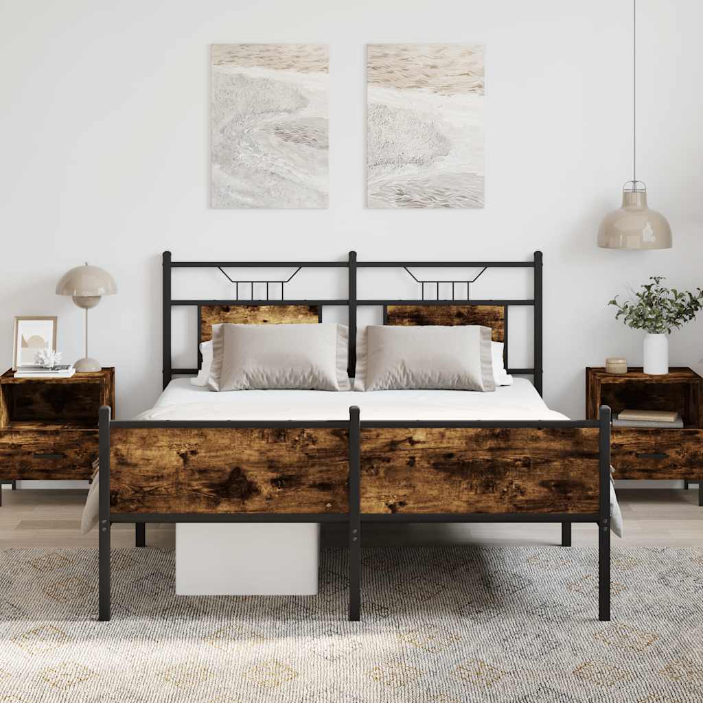 Bedframe zonder matras hout gerookt eikenkleurig 140x190 cm
