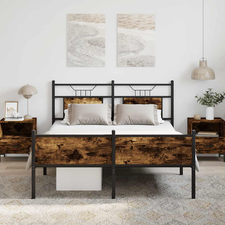 Bedframe zonder matras hout gerookt eikenkleurig 140x190 cm