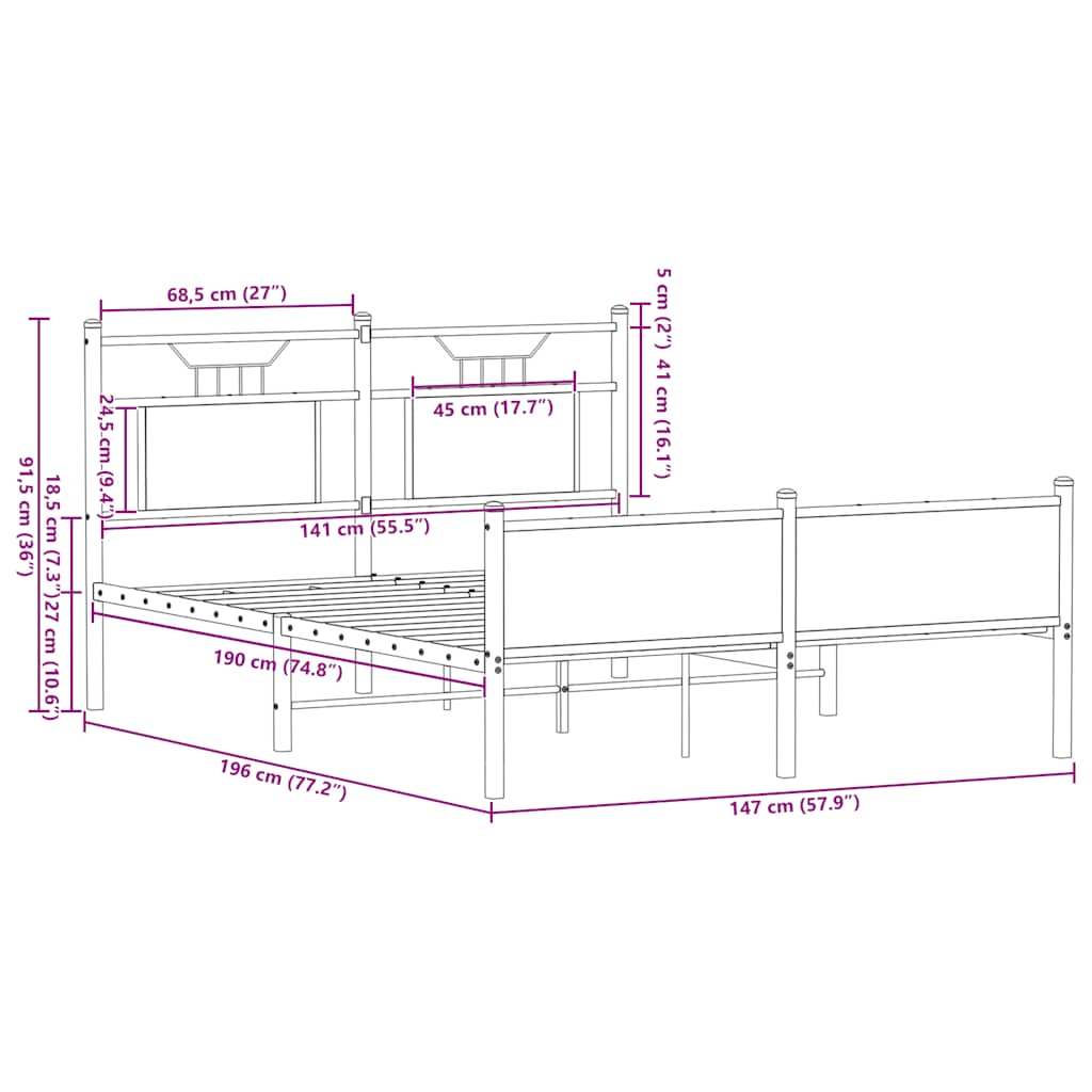 Bedframe zonder matras hout gerookt eikenkleurig 140x190 cm