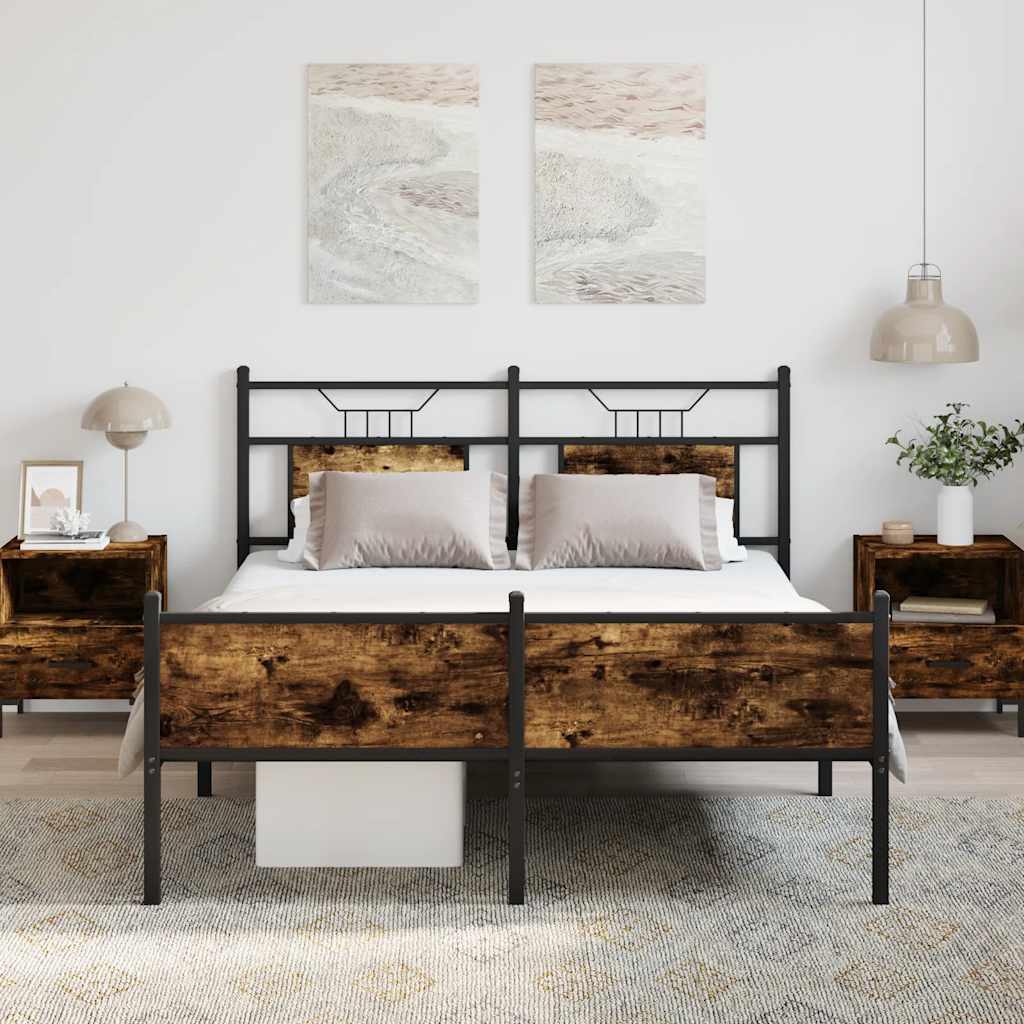 Bedframe zonder matras hout gerookt eikenkleurig 140x200 cm