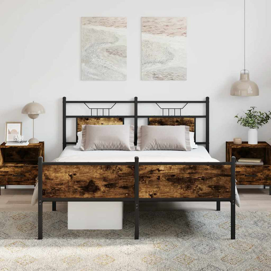 Bedframe zonder matras hout gerookt eikenkleurig 140x200 cm