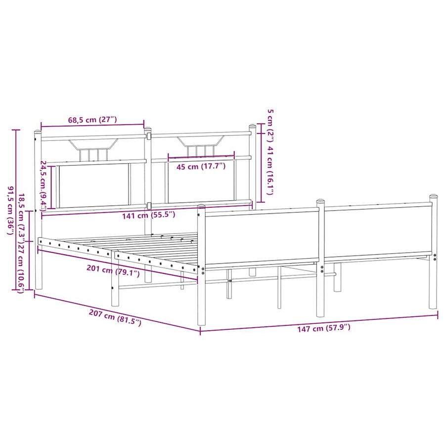 Bedframe zonder matras hout gerookt eikenkleurig 140x200 cm