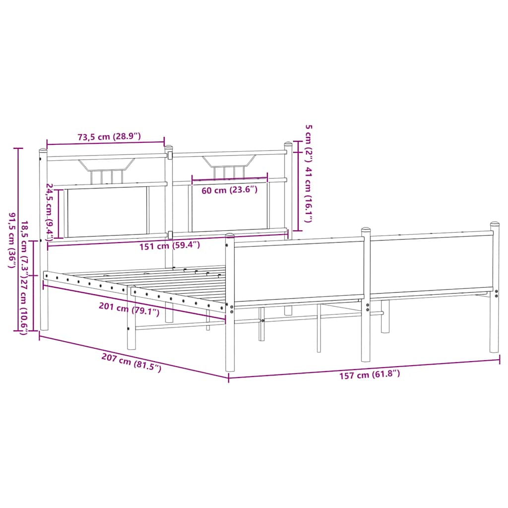 Bedframe zonder matras hout gerookt eikenkleurig 150x200 cm