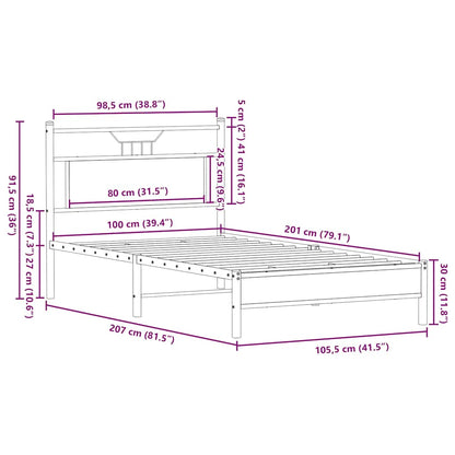 Bedframe zonder matras hout sonoma eikenkleurig 100x200 cm