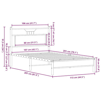 Bedframe zonder matras 107x203cm spaanplaat sonoma eikenkleurig