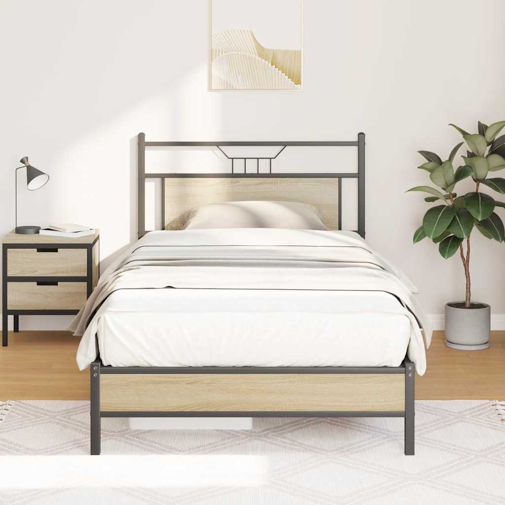 Bedframe zonder matras 107x203cm spaanplaat sonoma eikenkleurig