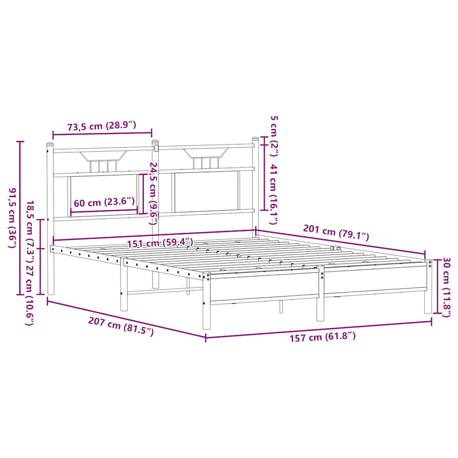 Bedframe zonder matras hout sonoma eikenkleurig 150x200 cm