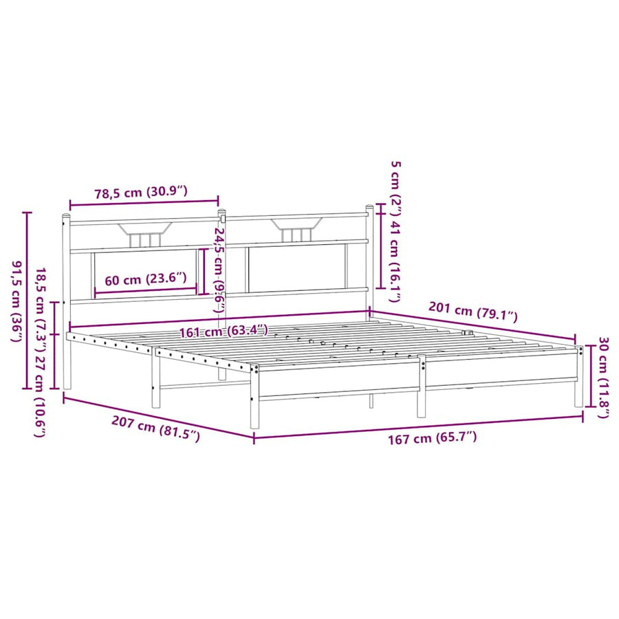 Bedframe zonder matras hout sonoma eikenkleurig 160x200 cm