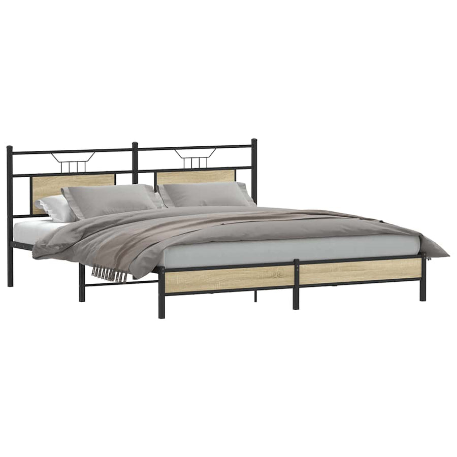 Bedframe zonder matras hout sonoma eikenkleurig 183x203 cm