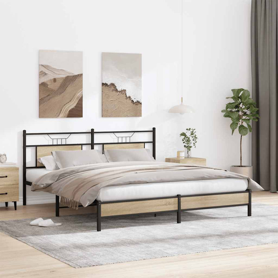 Bedframe zonder matras hout sonoma eikenkleurig 183x203 cm