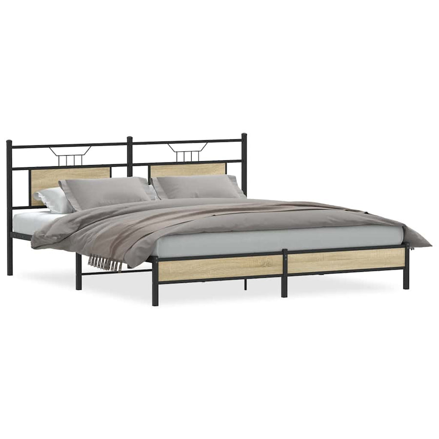 Bedframe zonder matras 183x213cm spaanplaat sonoma eikenkleurig