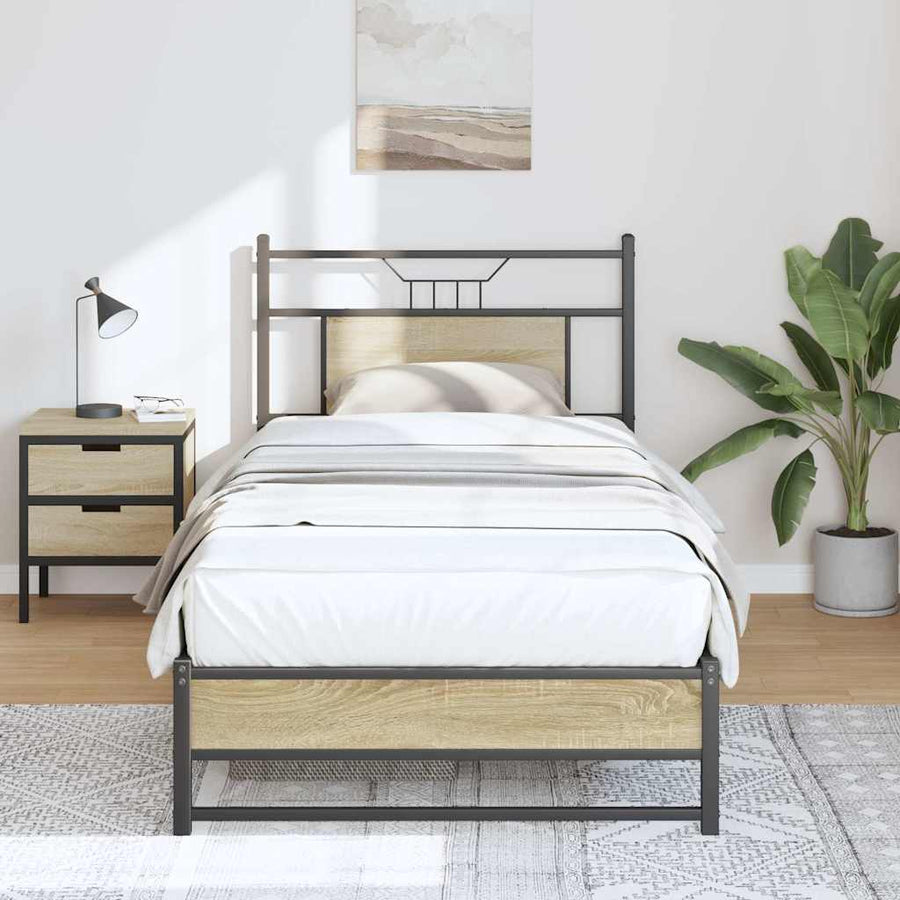 Bedframe zonder matras hout sonoma eikenkleurig 75x190 cm