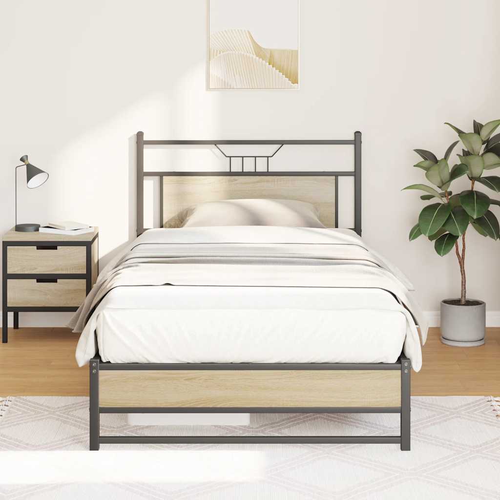 Bedframe zonder matras hout sonoma eikenkleurig 100x190 cm