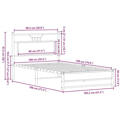 Bedframe zonder matras hout sonoma eikenkleurig 100x190 cm