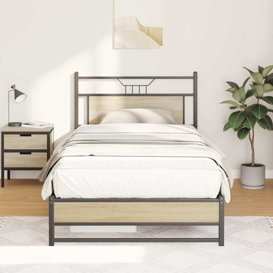 Bedframe zonder matras hout sonoma eikenkleurig 100x200 cm