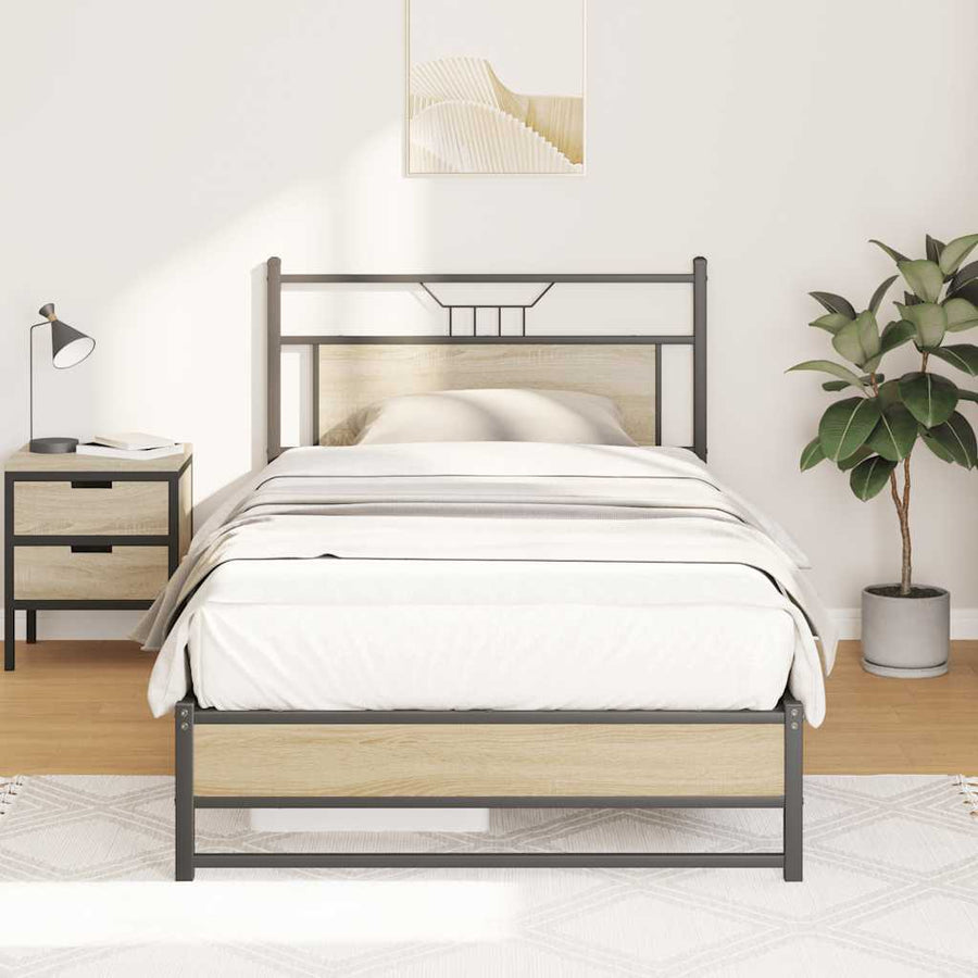 Bedframe zonder matras 107x203cm spaanplaat sonoma eikenkleurig