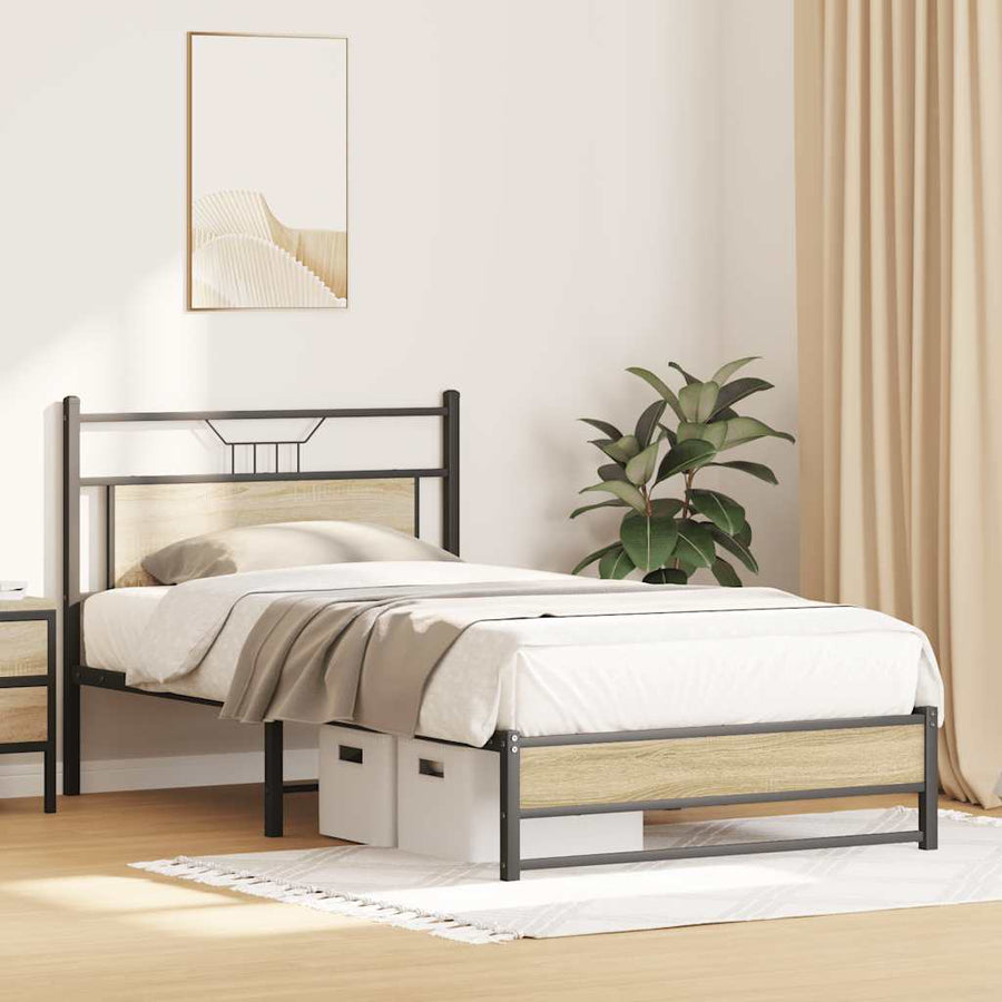 Bedframe zonder matras 107x203cm spaanplaat sonoma eikenkleurig