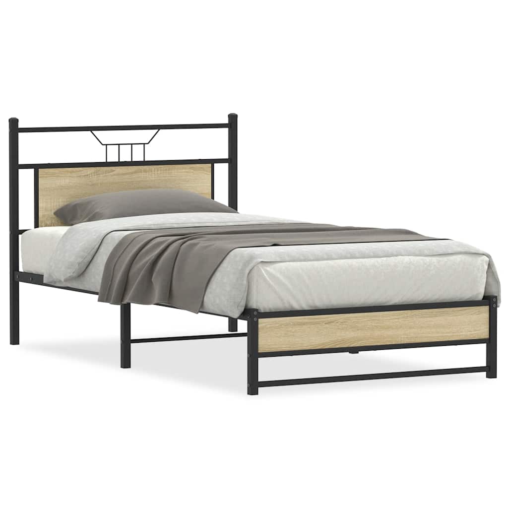 Bedframe zonder matras 107x203cm spaanplaat sonoma eikenkleurig