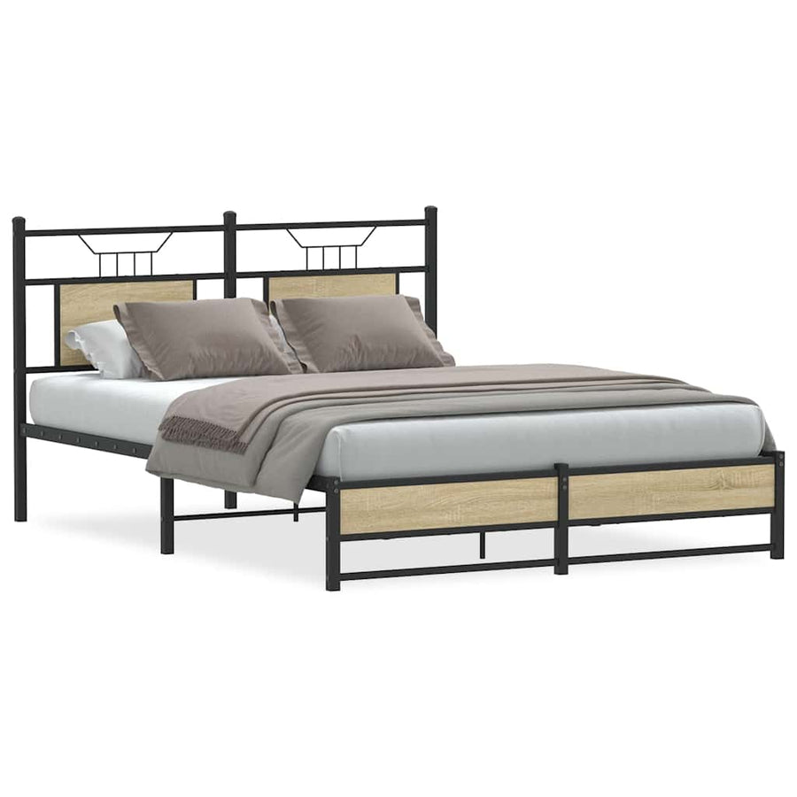 Bedframe zonder matras hout sonoma eikenkleurig 137x190 cm