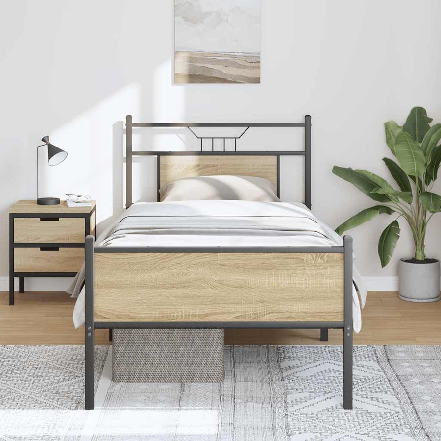 Bedframe zonder matras hout sonoma eikenkleurig 75x190 cm