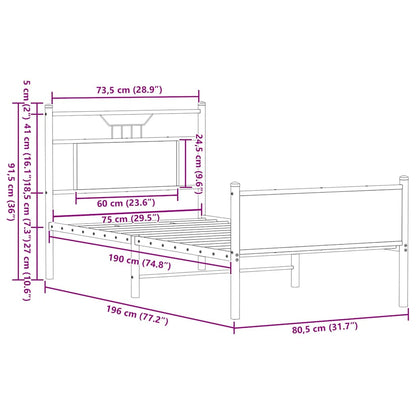 Bedframe zonder matras hout sonoma eikenkleurig 75x190 cm