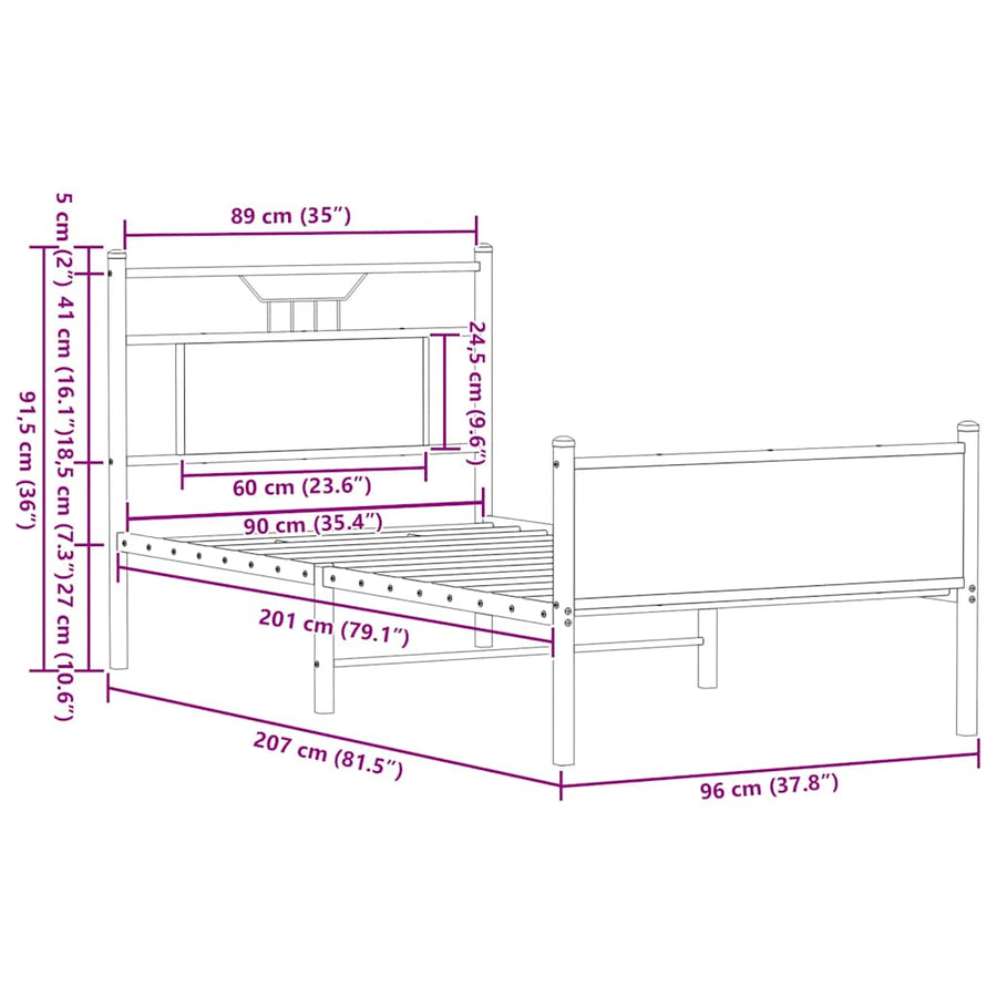 Bedframe zonder matras hout sonoma eikenkleurig 90x200 cm