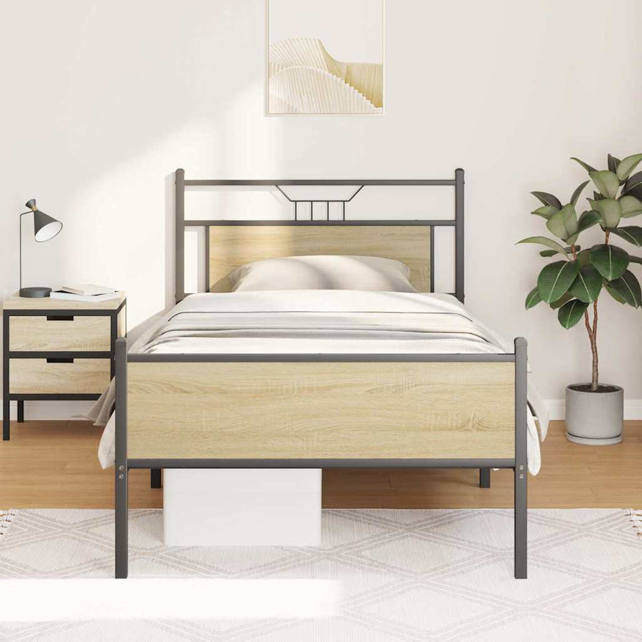 Bedframe zonder matras hout sonoma eikenkleurig 100x190 cm