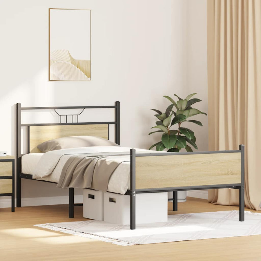 Bedframe zonder matras hout sonoma eikenkleurig 100x190 cm