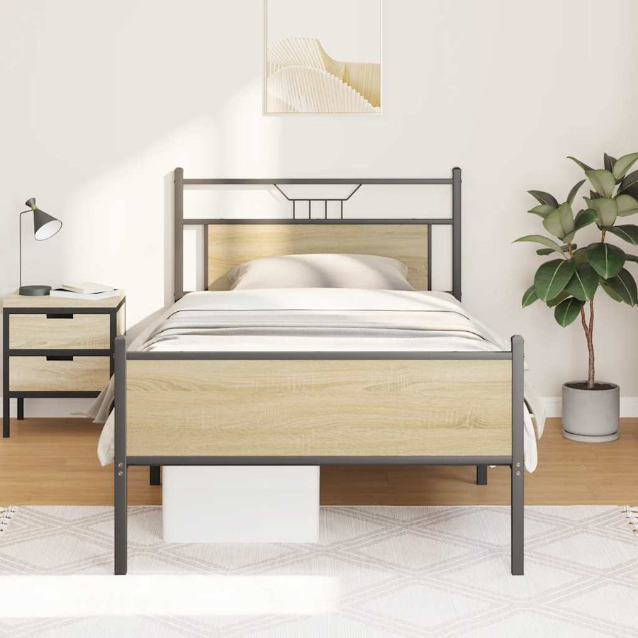 Bedframe zonder matras hout sonoma eikenkleurig 100x200 cm
