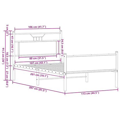 Bedframe zonder matras 107x203cm spaanplaat sonoma eikenkleurig