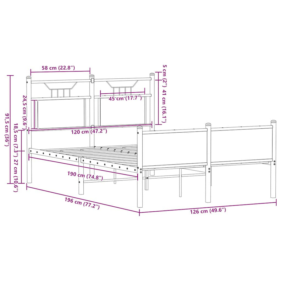 Bedframe zonder matras hout sonoma eikenkleurig 120x190 cm