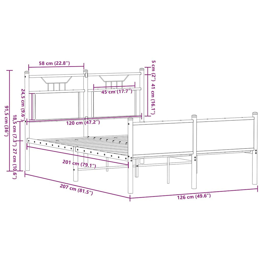 Bedframe zonder matras hout sonoma eikenkleurig 120x200 cm
