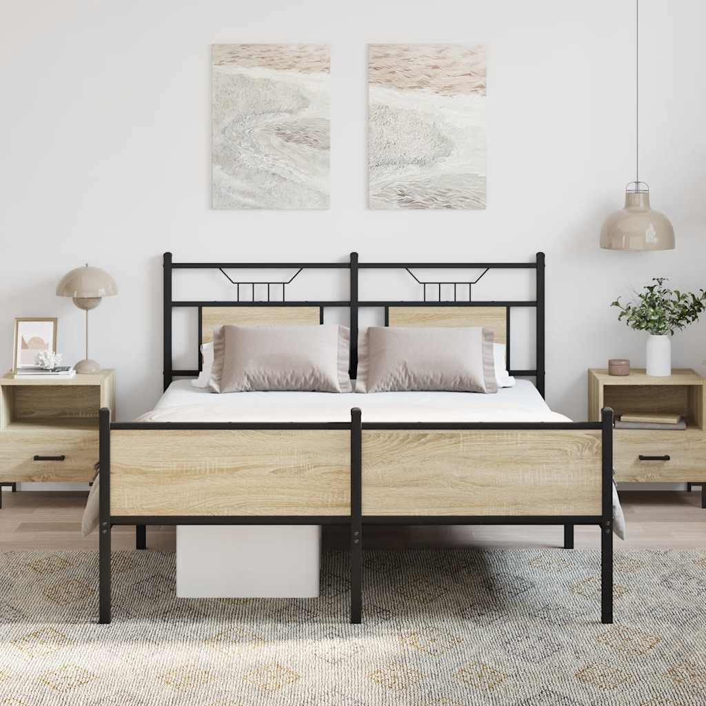 Bedframe zonder matras hout sonoma eikenkleurig 137x190 cm