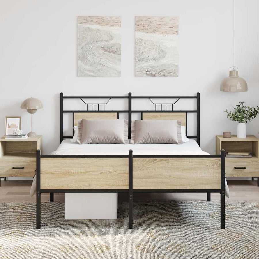 Bedframe zonder matras hout sonoma eikenkleurig 137x190 cm