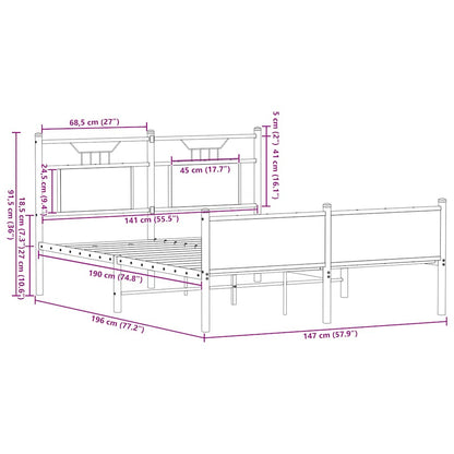 Bedframe zonder matras hout sonoma eikenkleurig 140x190 cm
