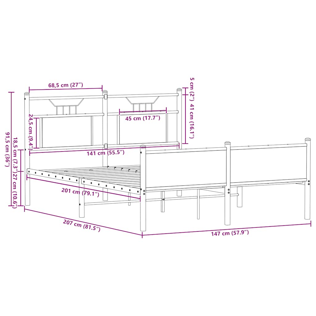 Bedframe zonder matras hout sonoma eikenkleurig 140x200 cm