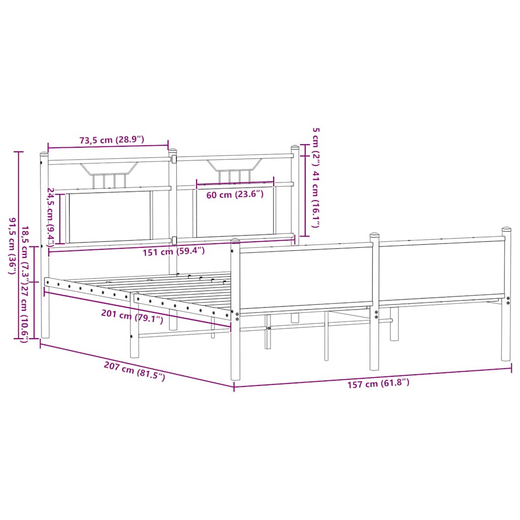 Bedframe zonder matras hout sonoma eikenkleurig 150x200 cm