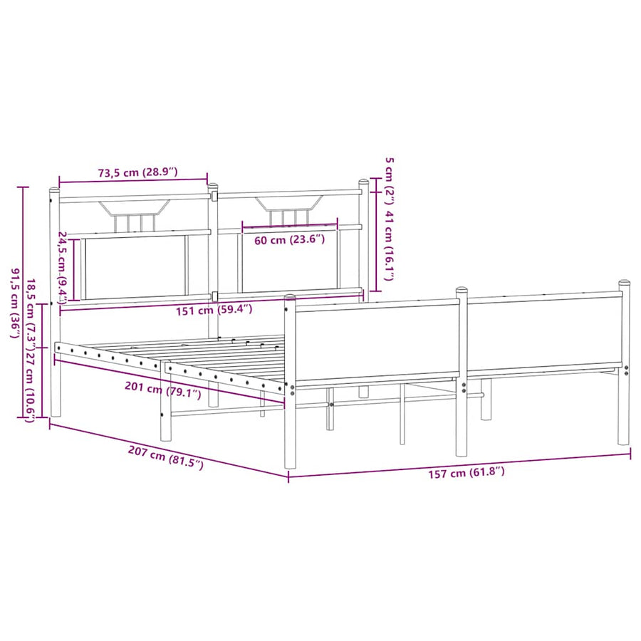 Bedframe zonder matras hout sonoma eikenkleurig 150x200 cm
