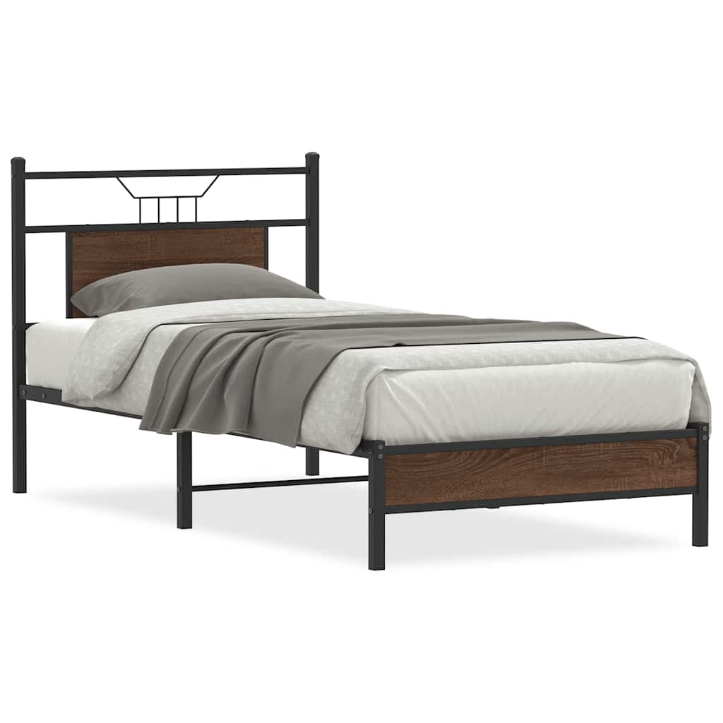 Bedframe zonder matras bewerkt hout bruin eikenkleur 75x190 cm