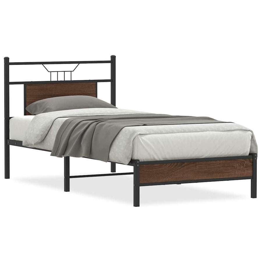 Bedframe zonder matras bewerkt hout bruin eikenkleur 75x190 cm