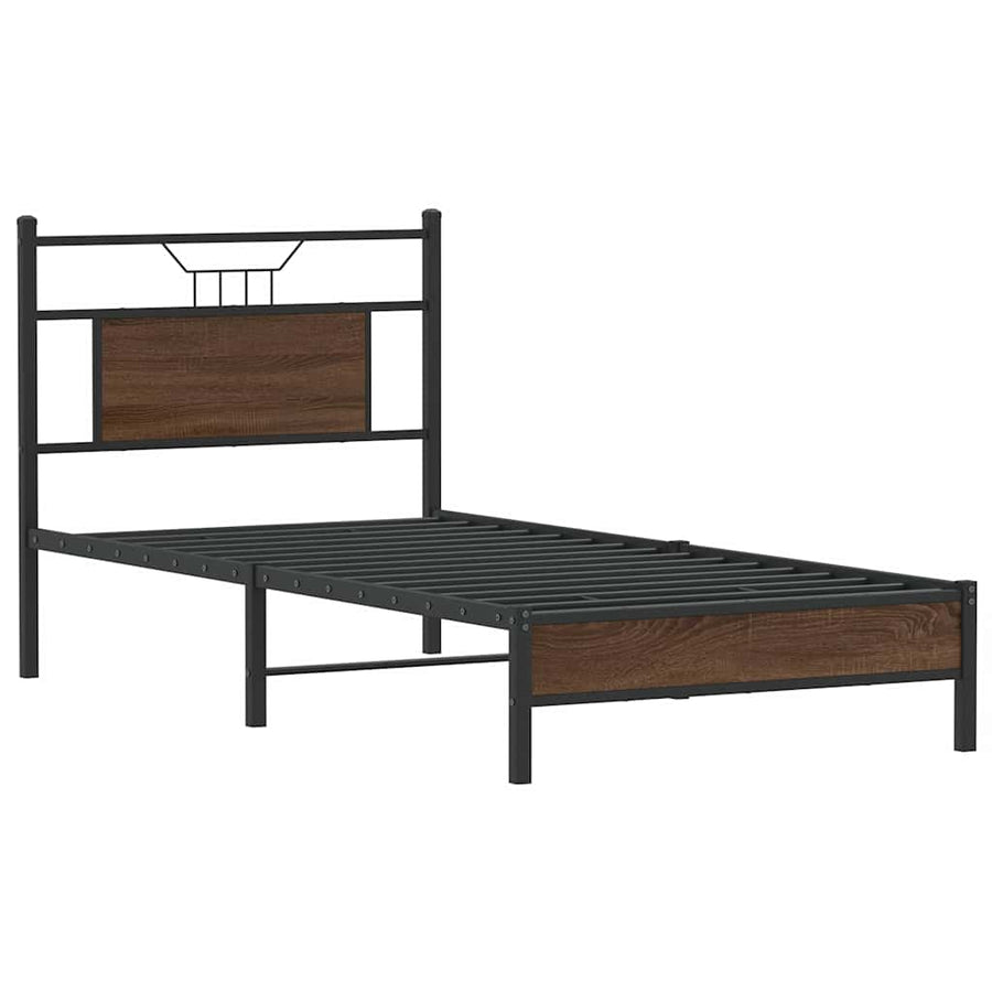 Bedframe zonder matras bewerkt hout bruin eikenkleur 75x190 cm