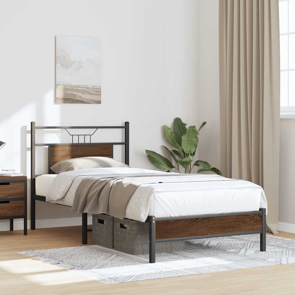 Bedframe zonder matras bewerkt hout bruin eikenkleur 75x190 cm