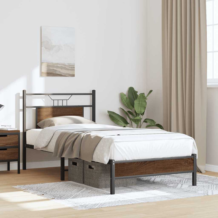 Bedframe zonder matras bewerkt hout bruin eikenkleur 75x190 cm