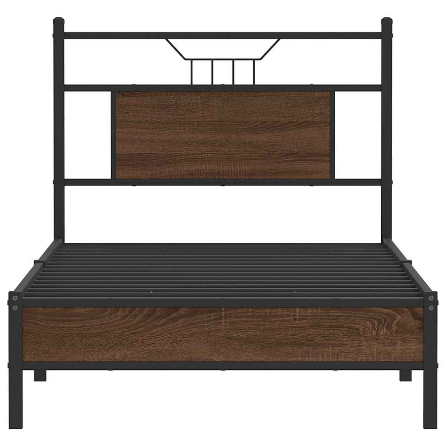 Bedframe zonder matras bewerkt hout bruin eikenkleur 75x190 cm